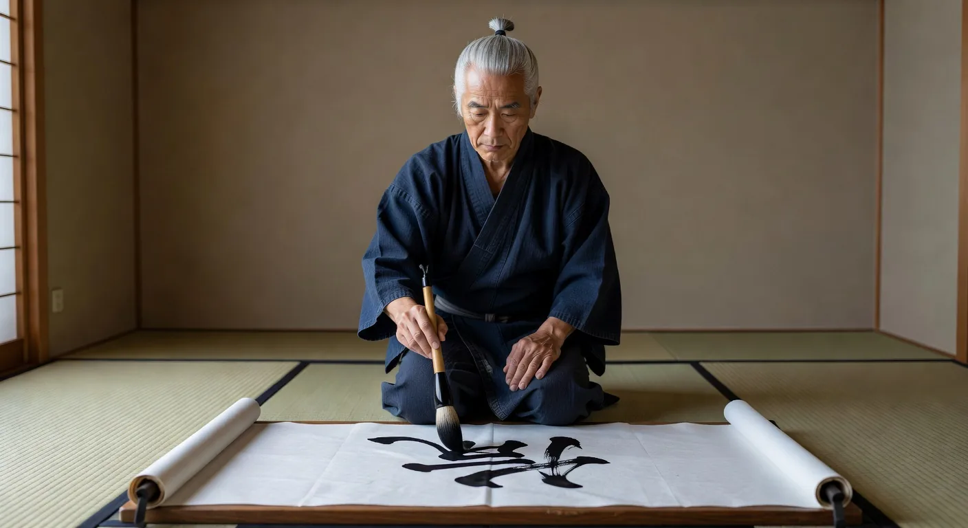 Calligraphy Master Writing Kanji